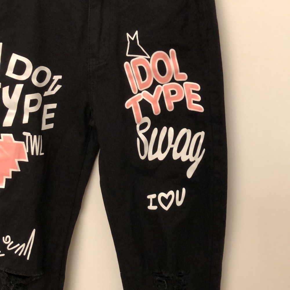 Black 5pocket Idol Painted Jeans. Wearable Art- Idol Swag